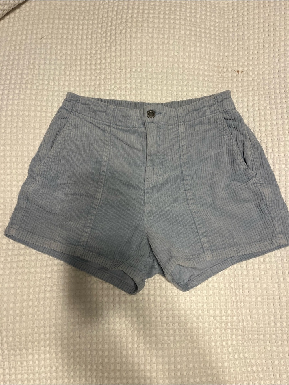 RVCA Light Blue High-Waist Corduroy Shorts